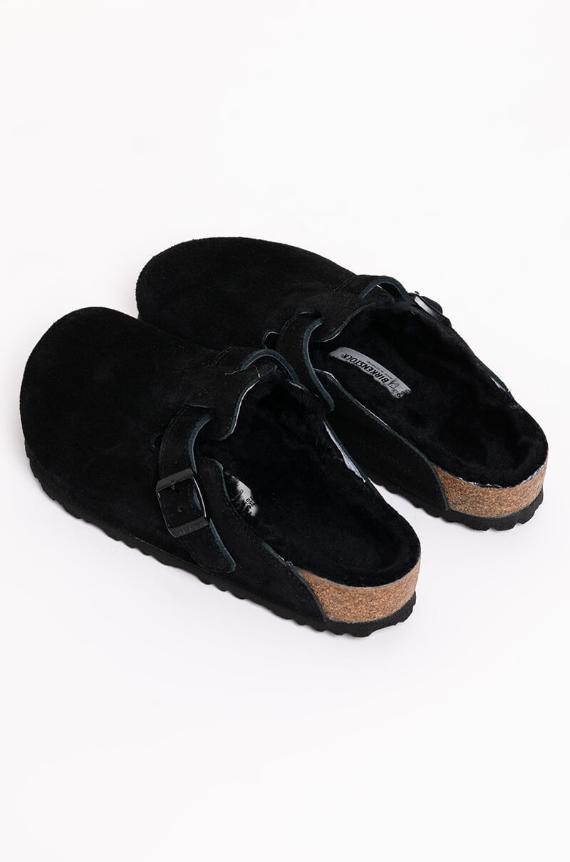 Full View Birkenstock Boston Shearling Sandal In Black