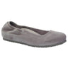 The SEXY CASUAL SLIP ON features a single gray ballet flat shoe with a smooth, rounded toe and a textured rubber sole. The upper material appears soft and slightly cushioned for comfort, boasting a simple, elegant design that is perfect for casual wear.