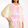 Front View Birthday Baddie Sequin T Shirt Dress