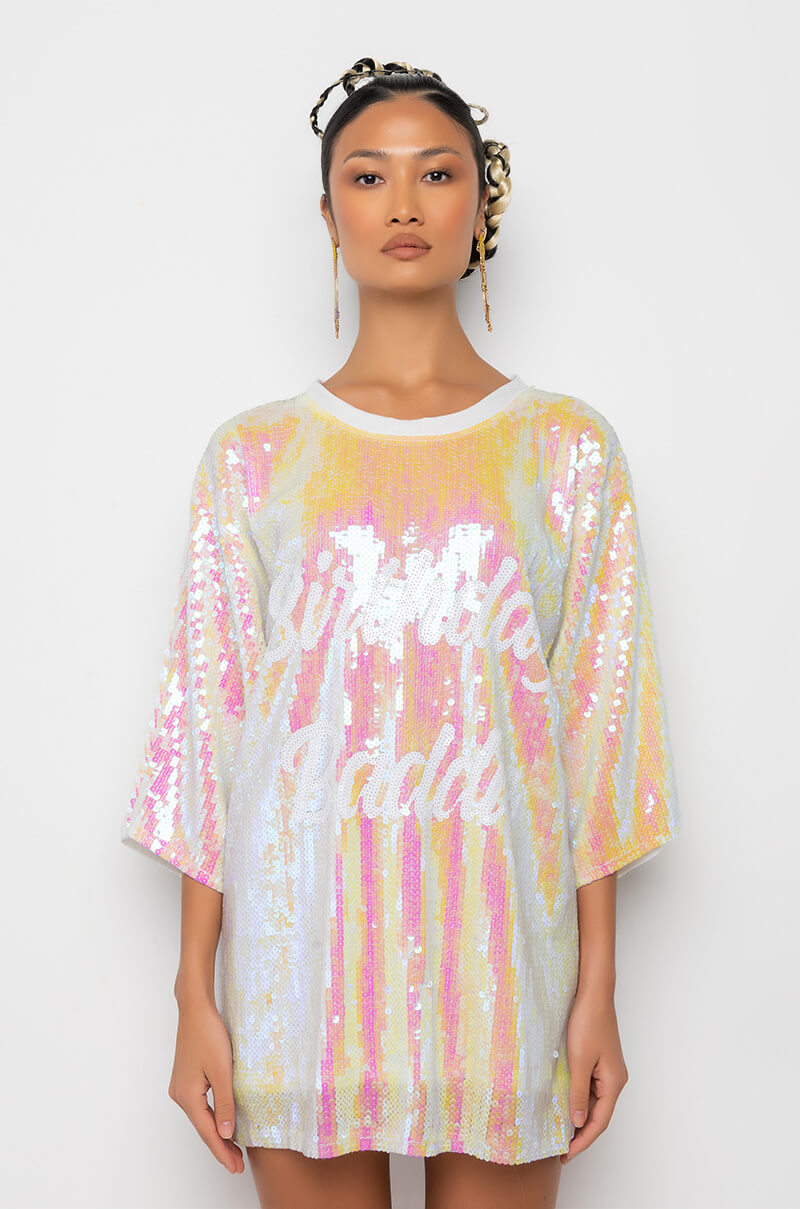 BIRTHDAY BADDIE SEQUIN T SHIRT DRESS – AKIRA BIRTHDAY BADDIE SEQUIN T SHIRT DRESS – AKIRA