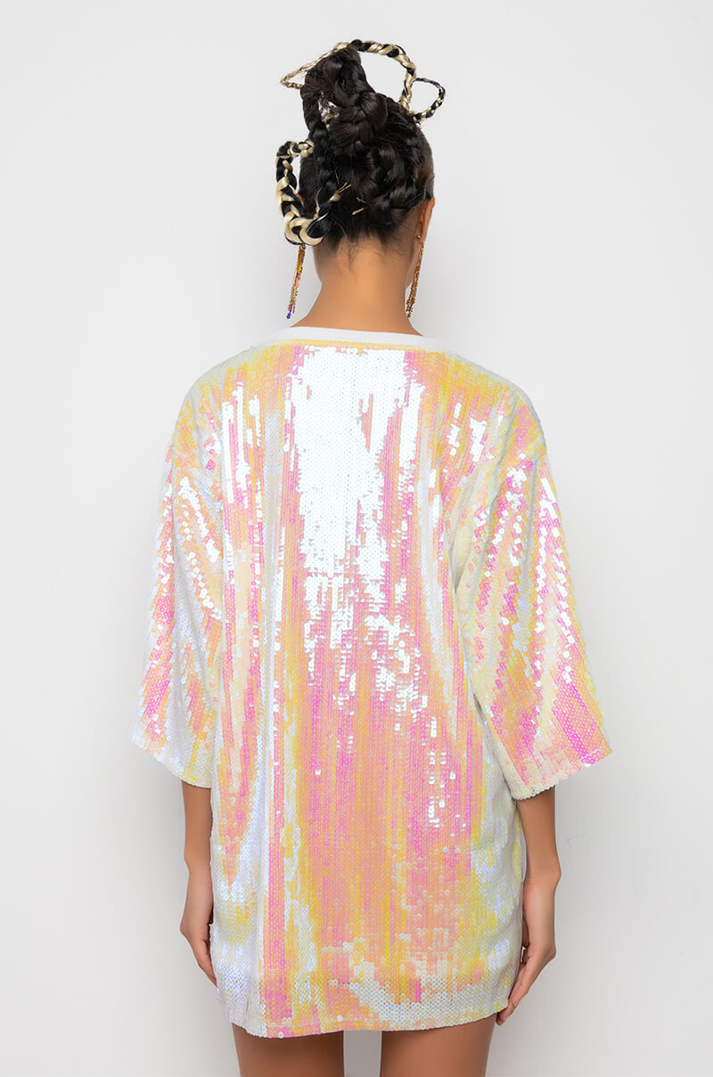 Full View Birthday Baddie Sequin T Shirt Dress