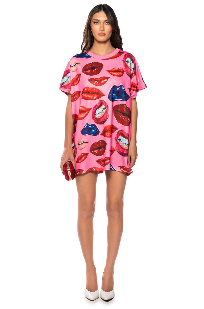 Extra View Bisous Graphic Tee Mini Dress