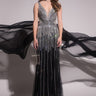 Front View Black Label Its Not A Dream Full Stone Maxi Gown in Black