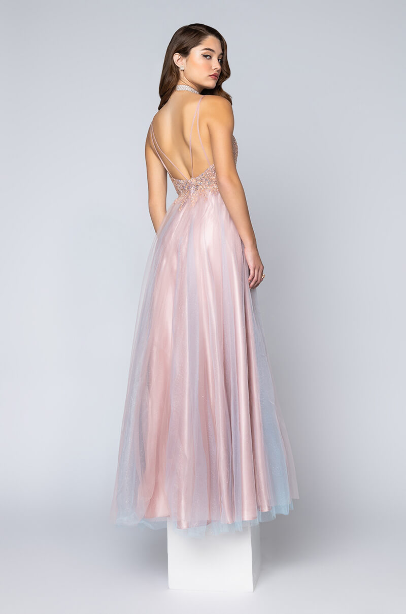  Black Label Over All Of It Tulle Maxi Gown in Pink Multi