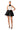 Back View Black Tie Lady Sleeveless Halter Mini Dress