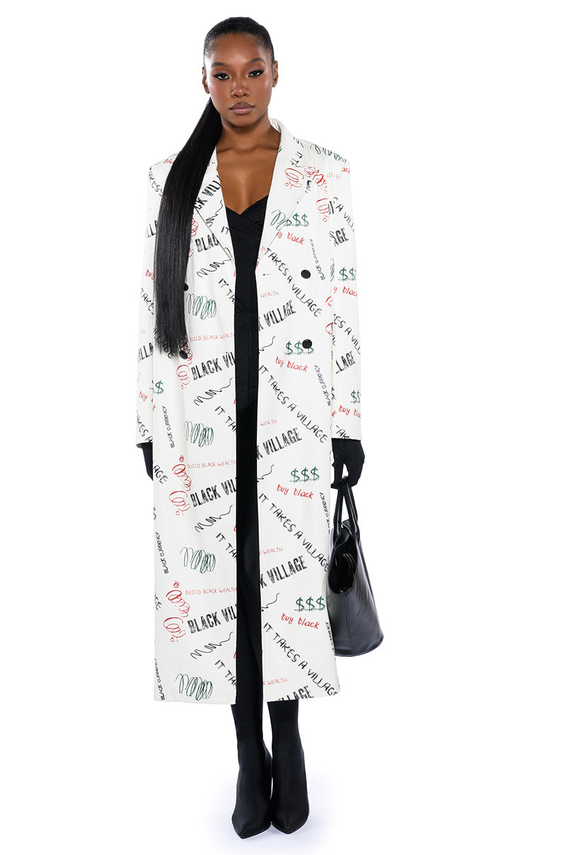 Front View Black Village Foundation Logo Pu Trench
