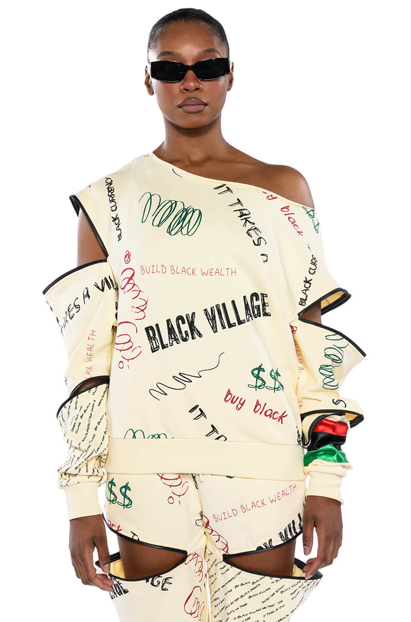Extra View Black Village Foundation Zipper Detail Sweatshirt