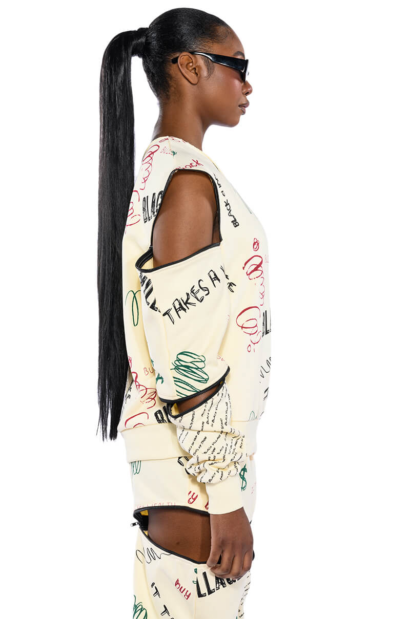 Extra View Black Village Foundation Zipper Detail Sweatshirt