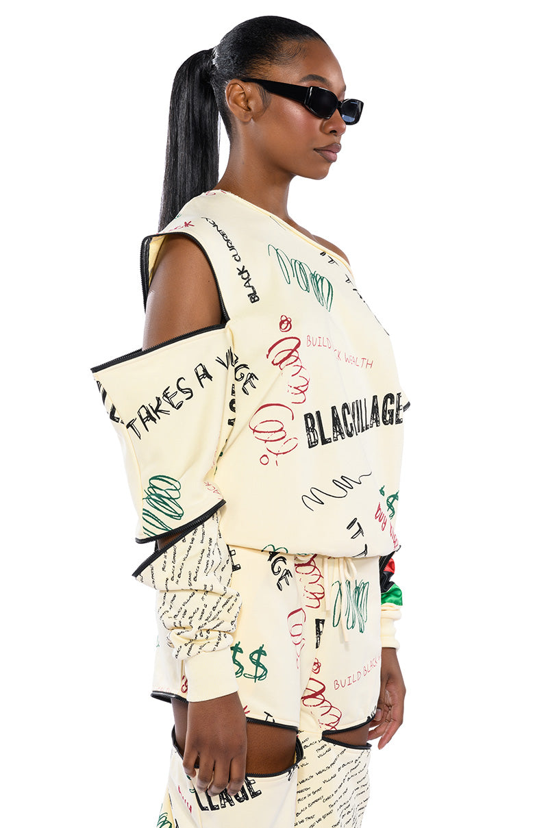 Detail View Black Village Foundation Zipper Detail Sweatshirt