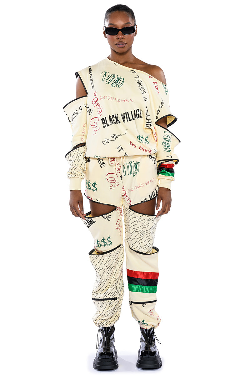 Extra View Black Village Foundation Zipper Detail Sweatshirt