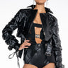 Front View Black Widow Ultra Crop Lace Up Moto Jacket