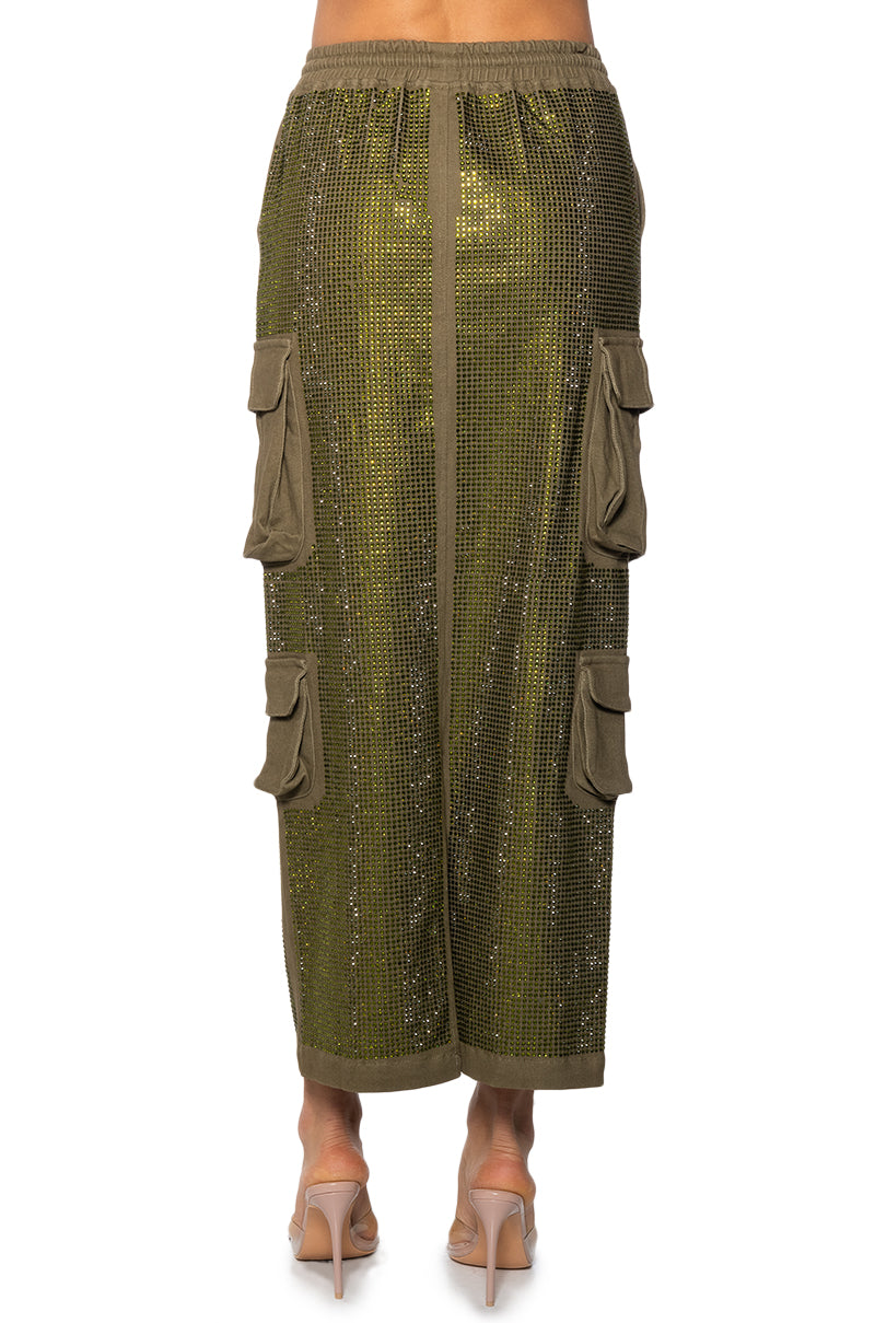 Detail View Blair Rhinestone Midi Cargo Skirt 3
