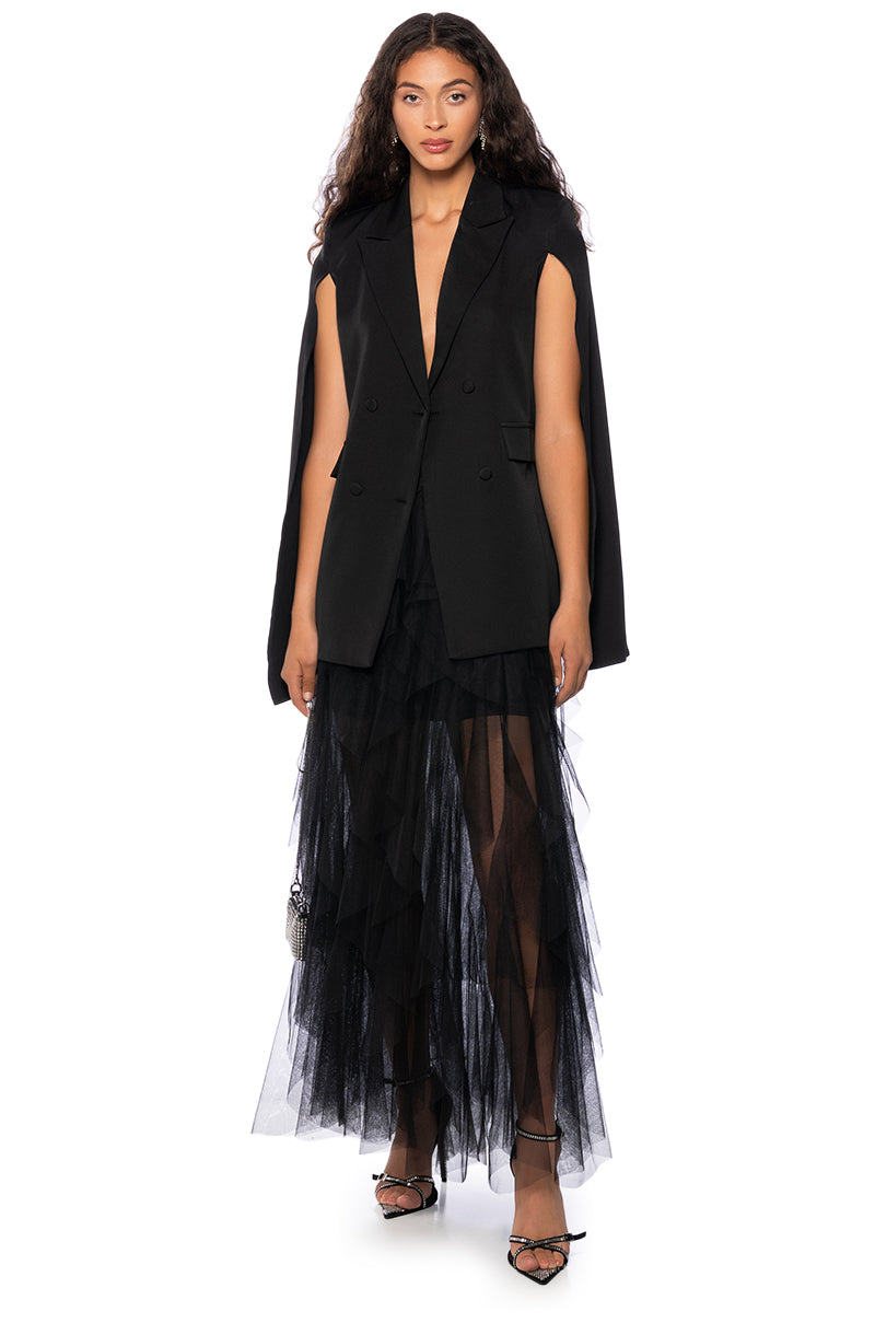 Detail View Blazer Cape In Black