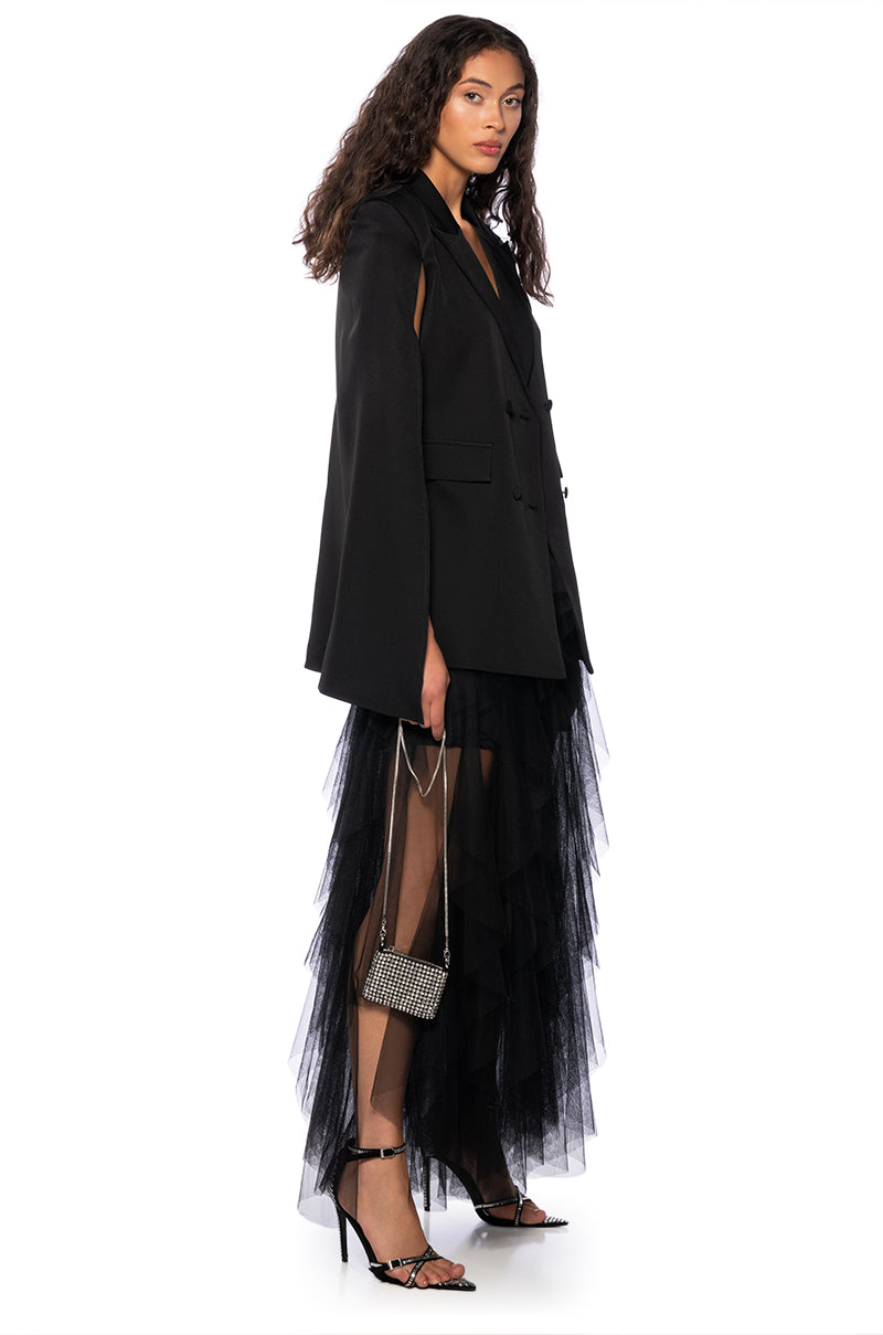 Full View Blazer Cape In Black