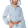 Front View Bleecker Street Zipper Hood Denim Jacket