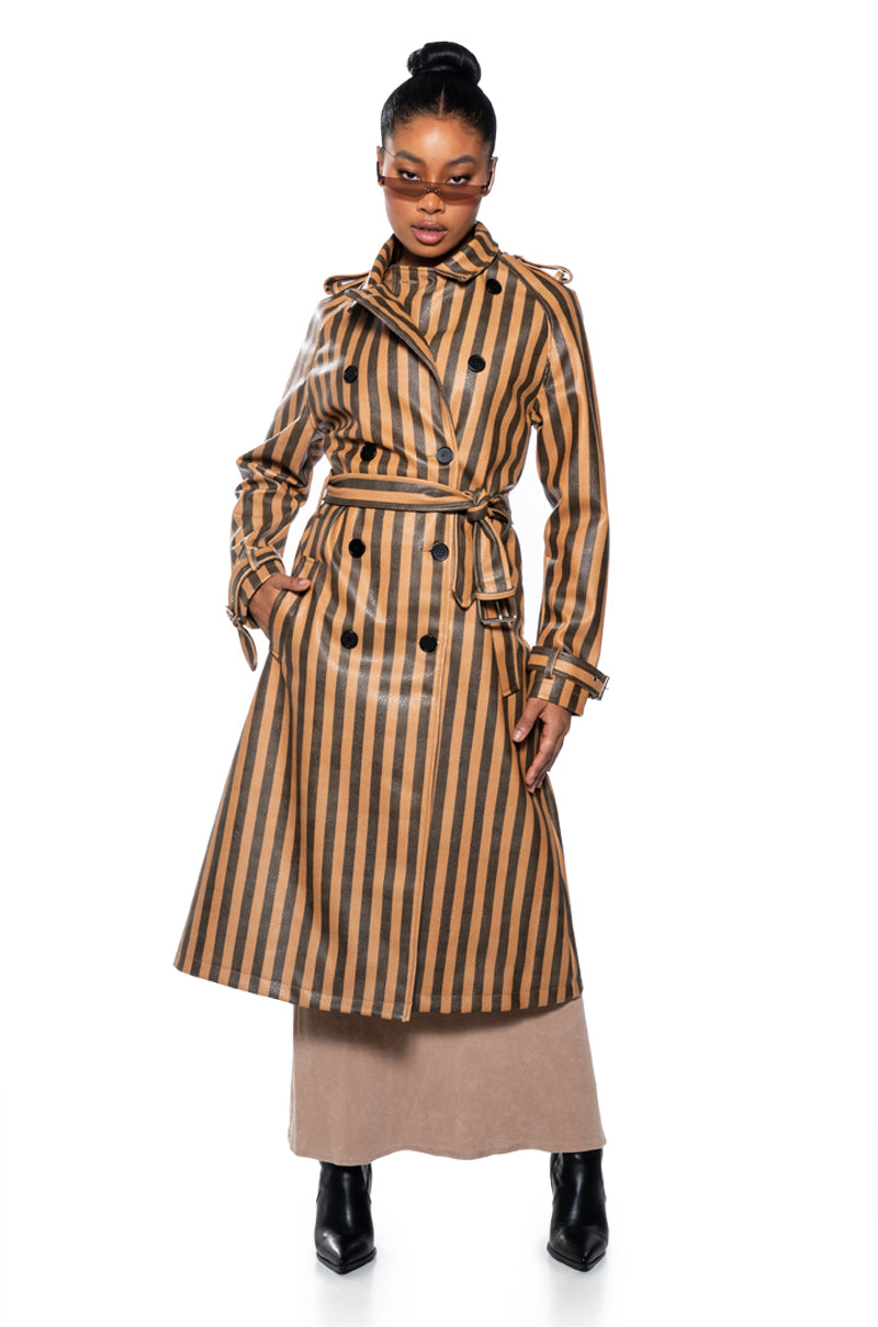 Side View Bleeker Street Stripe Pu Trench