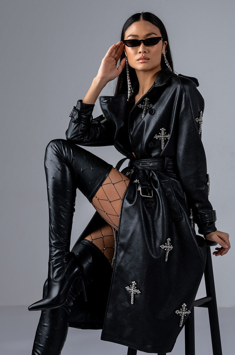Front View Blessed And Well Dressed Pleather Trench