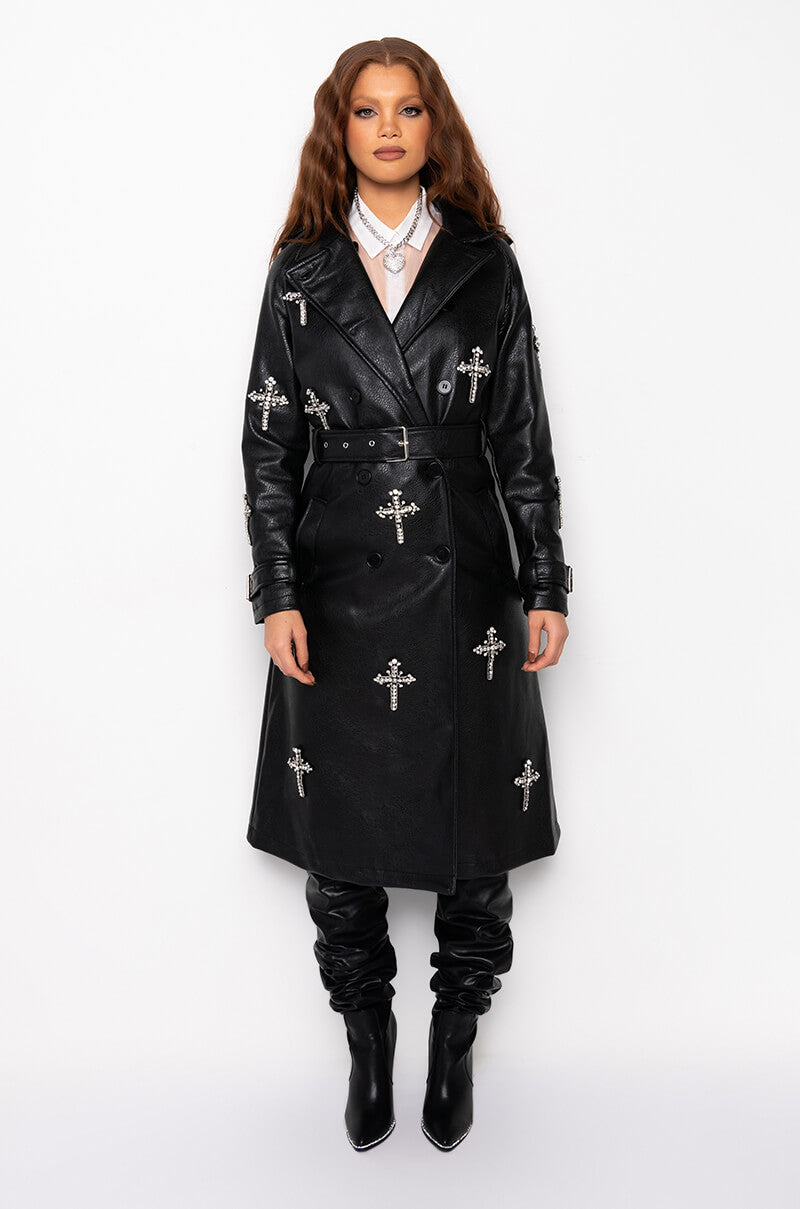 Extra View Blessed And Well Dressed Pleather Trench