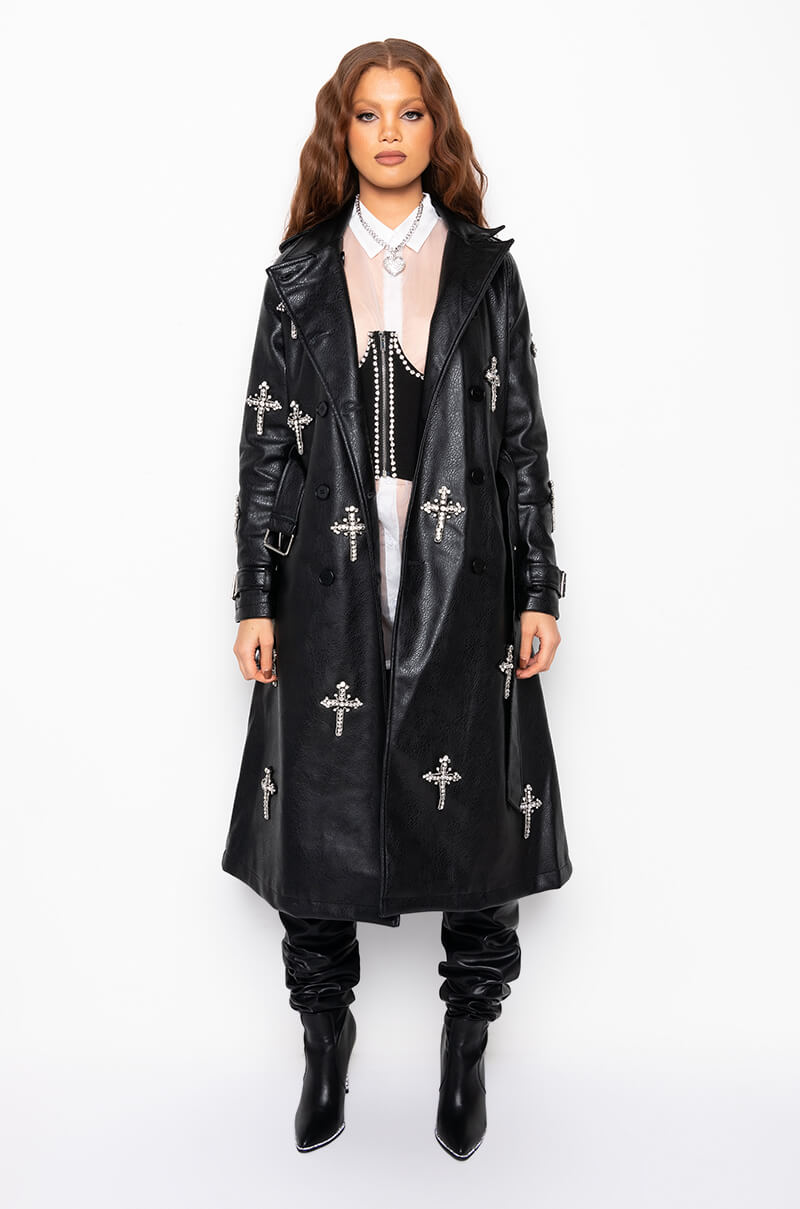 Extra View Blessed And Well Dressed Pleather Trench
