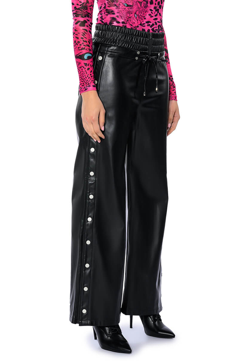 BLESSED MESS SIDE SNAP FAUX LEATHER PANTS view 0