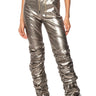 Front View Blinding Lights Ruched Metallic Faux Leather Jogger