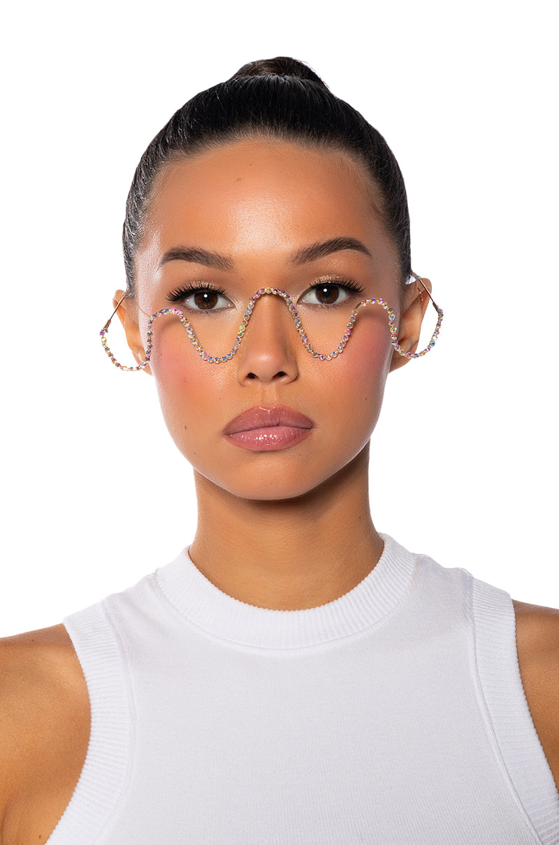 Front View Bling My Life Embellished Squiggle Eyewear