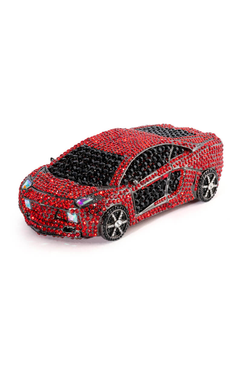 Back View Bling Race Car Rhinestone Clutch
