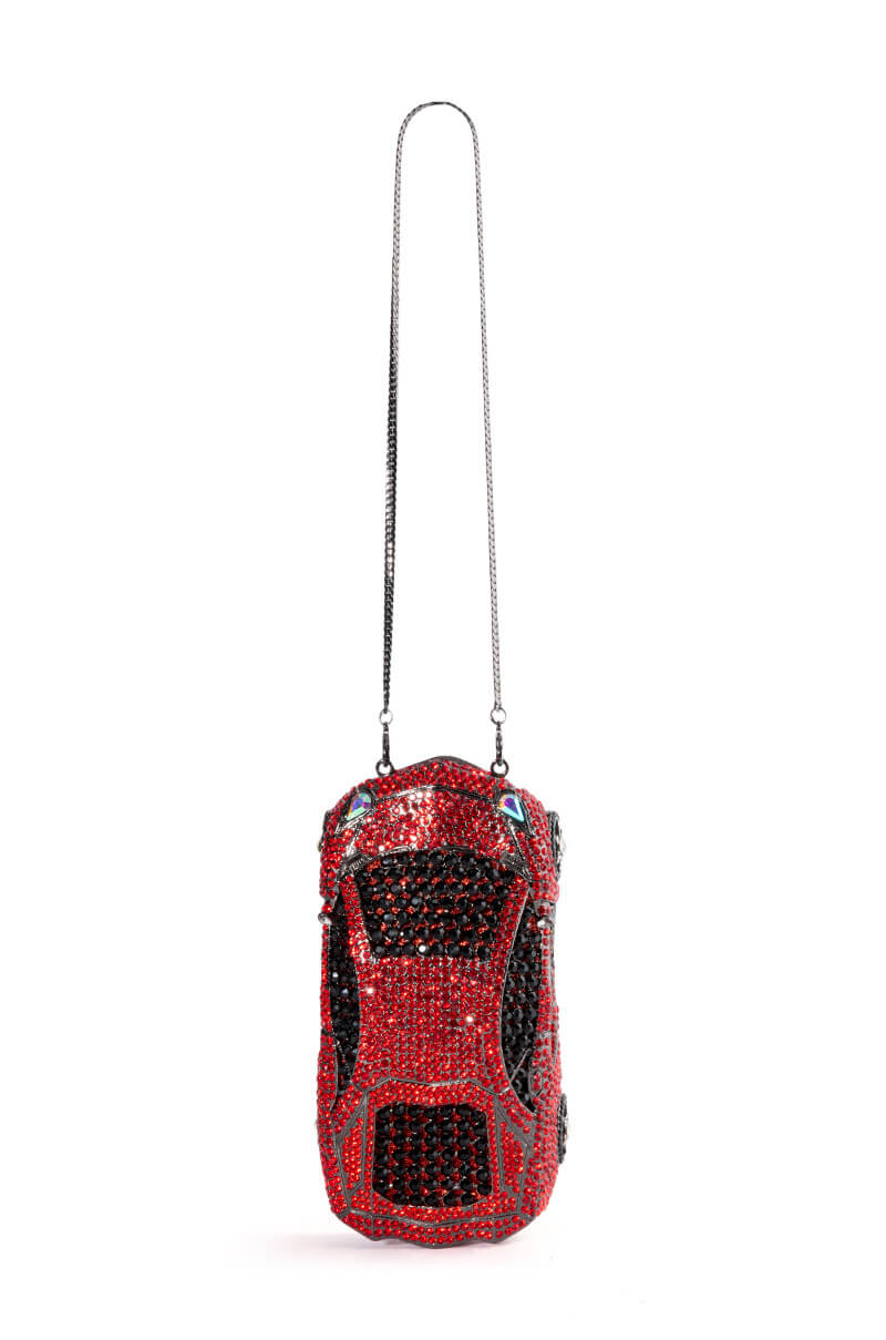 Detail View Bling Race Car Rhinestone Clutch