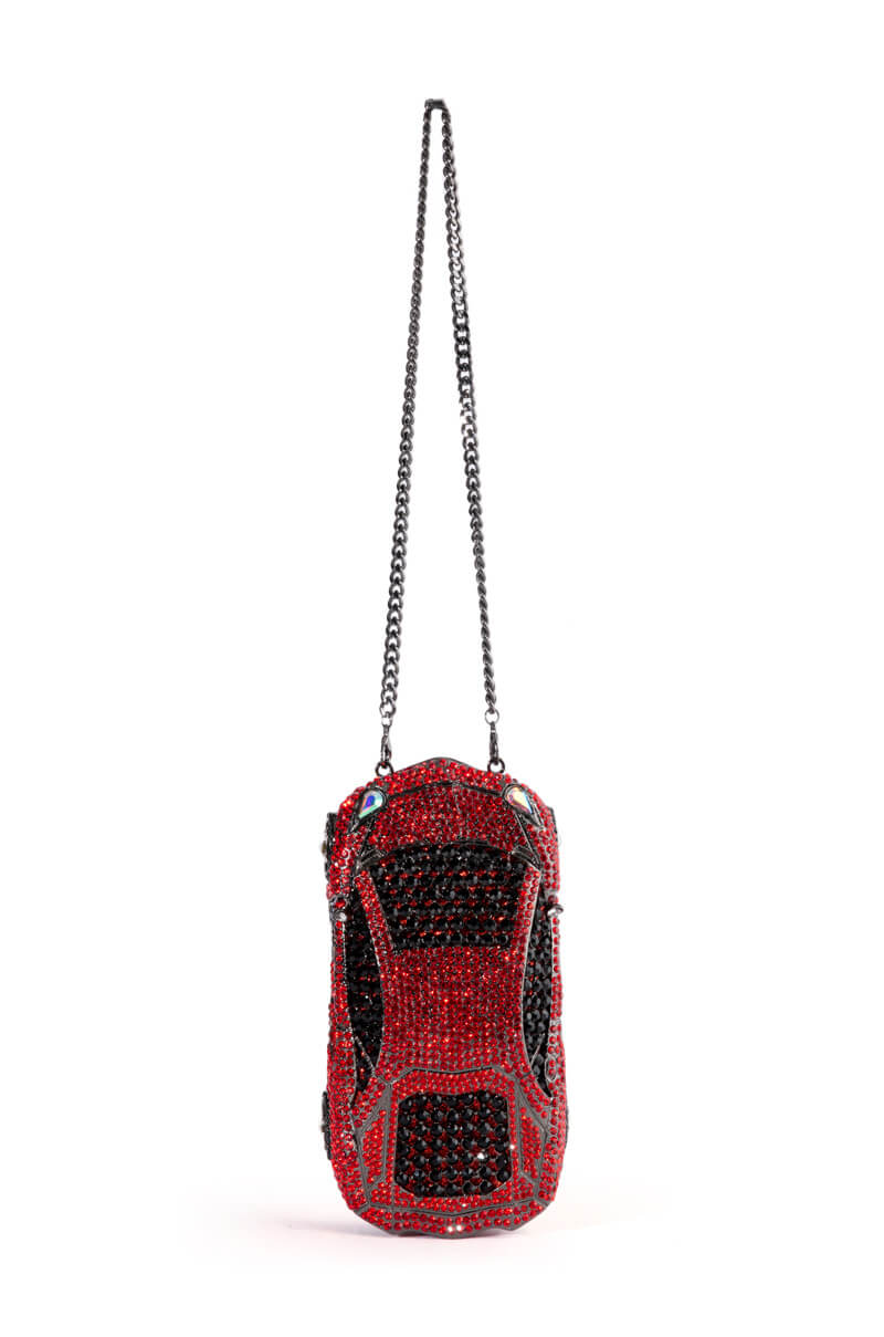 Extra View Bling Race Car Rhinestone Clutch