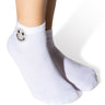 Front View Bling Smiley Face Socks In White