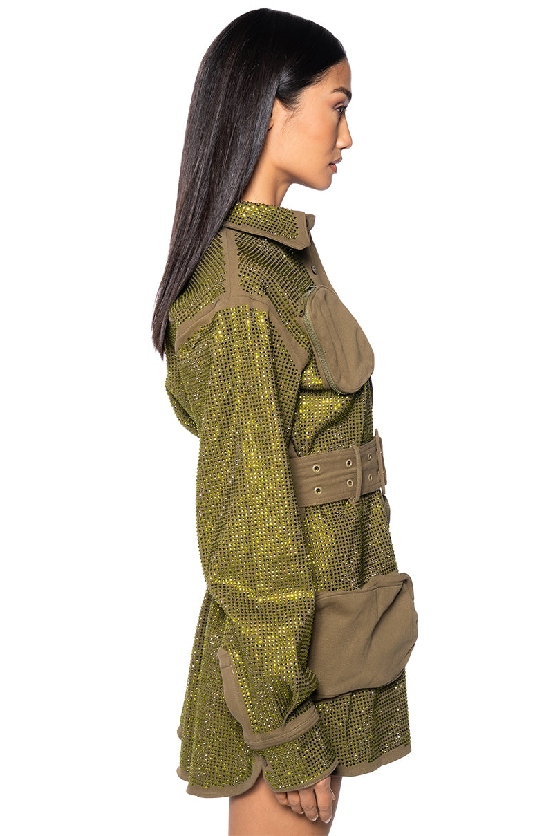 BLINGED OUT CARGO MINI DRESS AKIRA BLINGED OUT CARGO MINI DRESS AKIRA