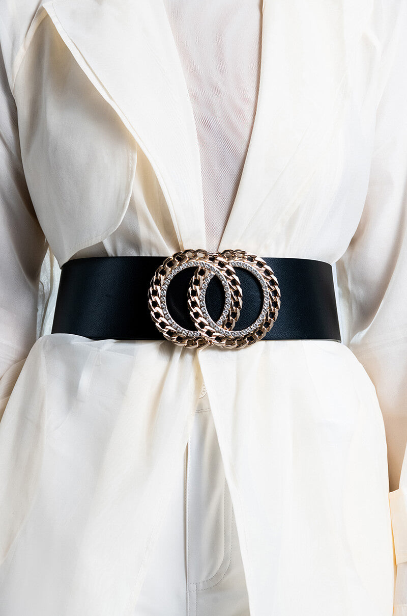 Front View Blinged Out Pu Belt