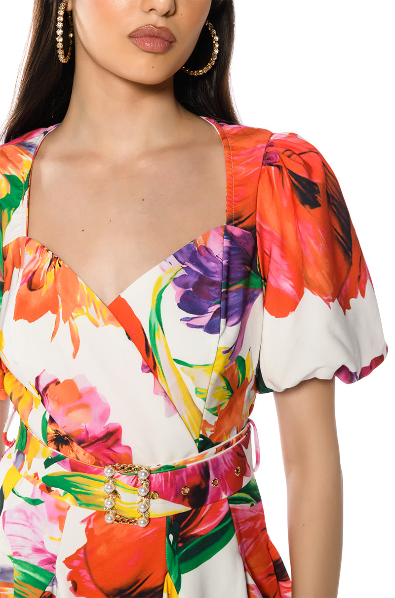 Extra View Blooming Belted Mini Dress