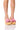 Front View Bloomy Flower Lace Up Wedge Sandal In Pink