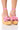 Side View Bloomy Flower Lace Up Wedge Sandal In Pink