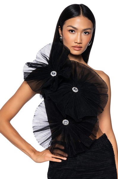 irojikake Transform Tops(BLACK) フラワープリント blossom-textured-flower-one-