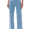 Front View Blue Jean Baby Wide Leg Utility Jeans