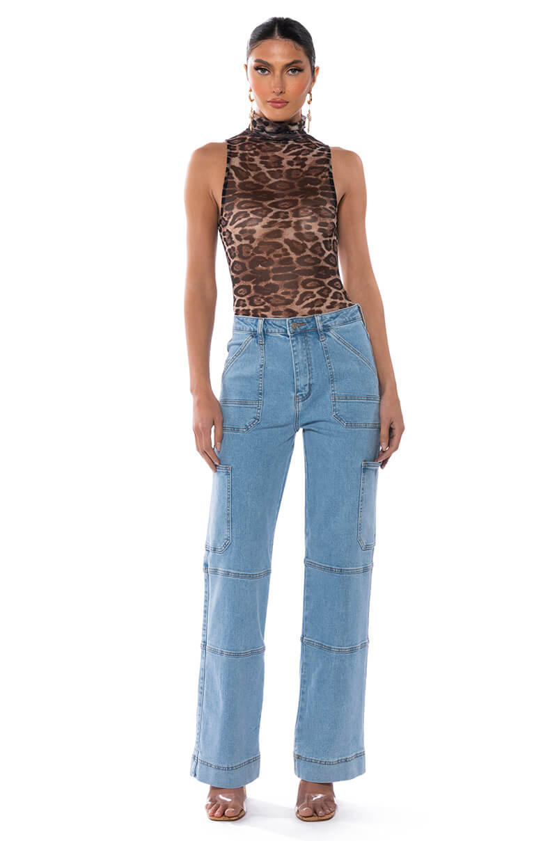Back View Blue Jean Baby Wide Leg Utility Jeans