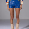 Front View Blue Mood Faux Leather Short