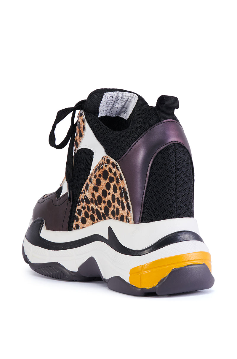 Detail View Blueberry Low Collar Wedge Heel Sneaker In Multi