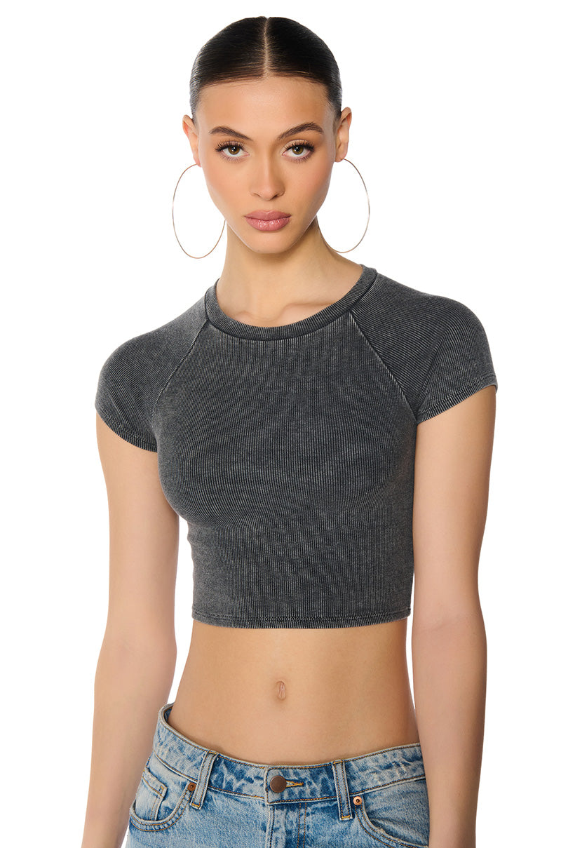 Front View Boardwalk Mineral Wash Baby Tee 0