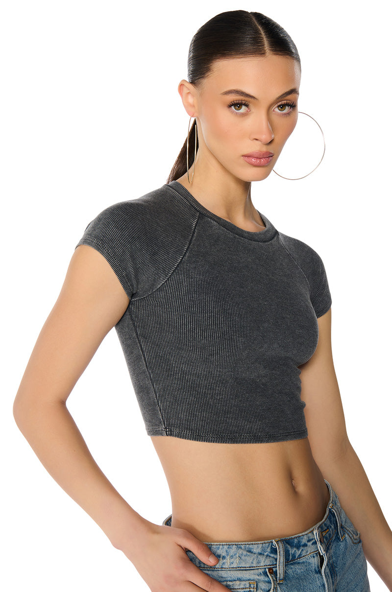 Side View Boardwalk Mineral Wash Baby Tee 1