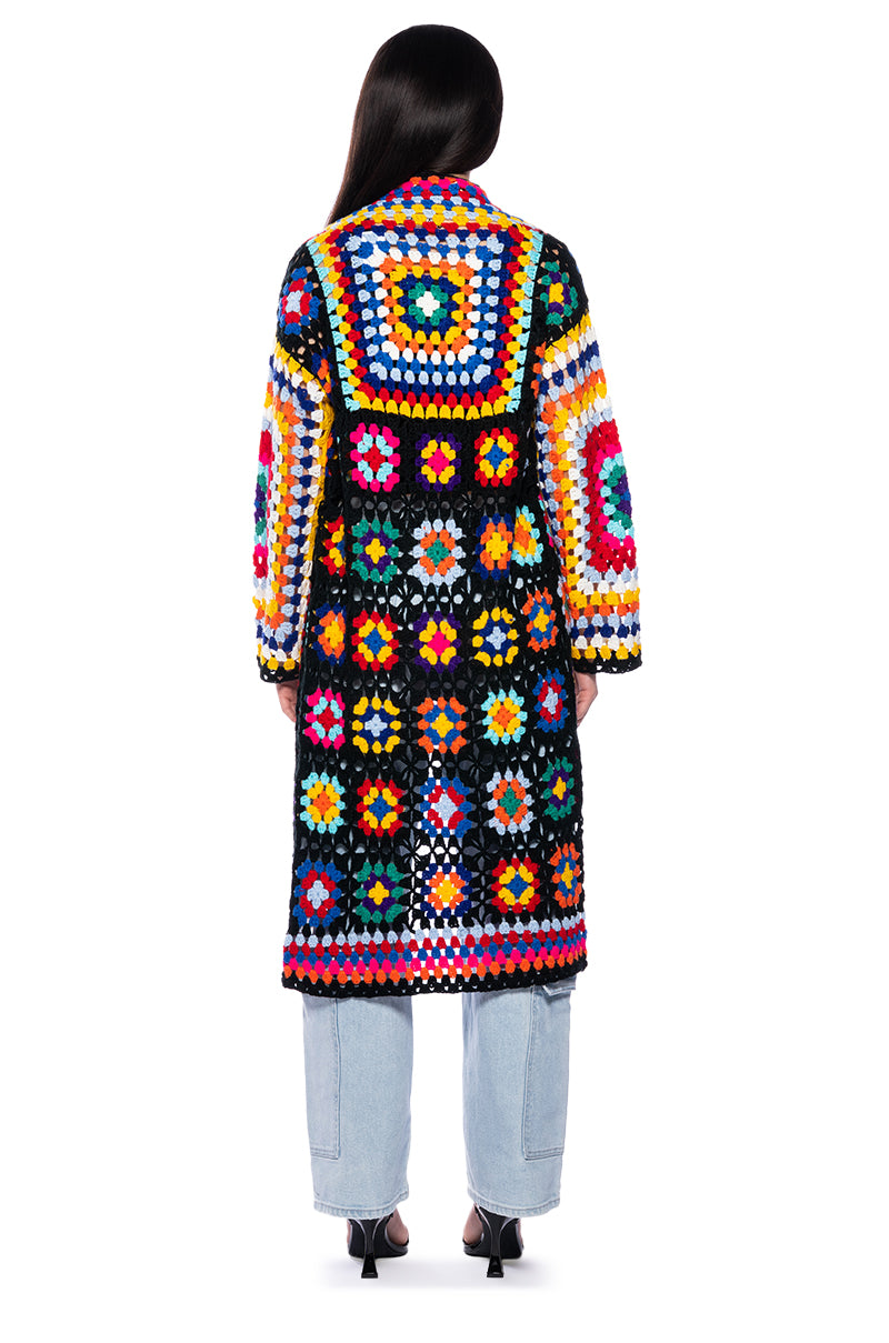 Detail View Bobbi Floral Crochet Cardigan