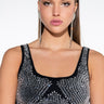 Front View Bodied Rhinestone Crop Top