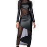 Front View Body Oddy Mesh Pu Maxi Dress