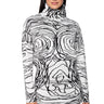 Front View Body Work Abstract Long Sleeve Knit Mini Dress