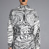 Front View Body Work Abstract Long Sleeve Knit Mini Dress