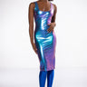 Front View Bodywork Sleeveless Metallic Bodycon Midi Dress