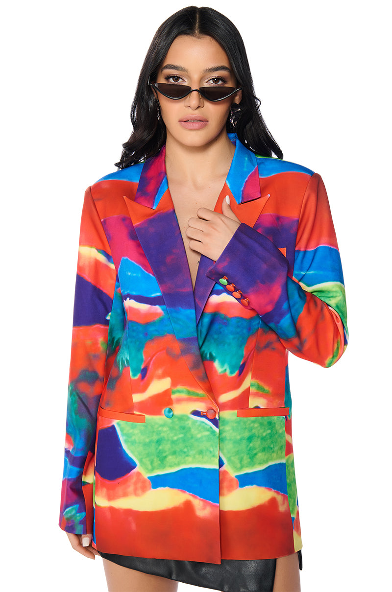 Front View Bold Printed Blazer