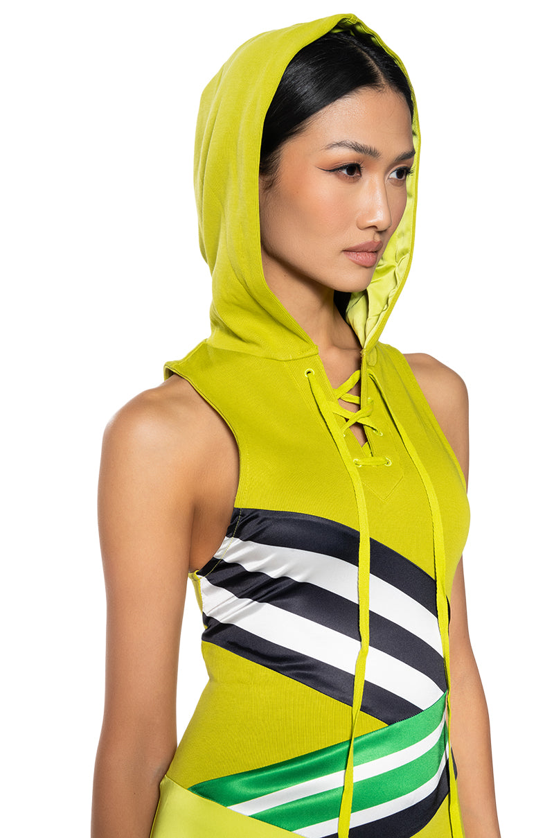 BONDI PATCHWORK HOODED MAXI DRESS AKIRA BONDI PATCHWORK HOODED MAXI DRESS AKIRA